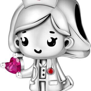 Infinity Love Heart Nurse Charms - 925 Sterling Silver Dangle for Necklaces